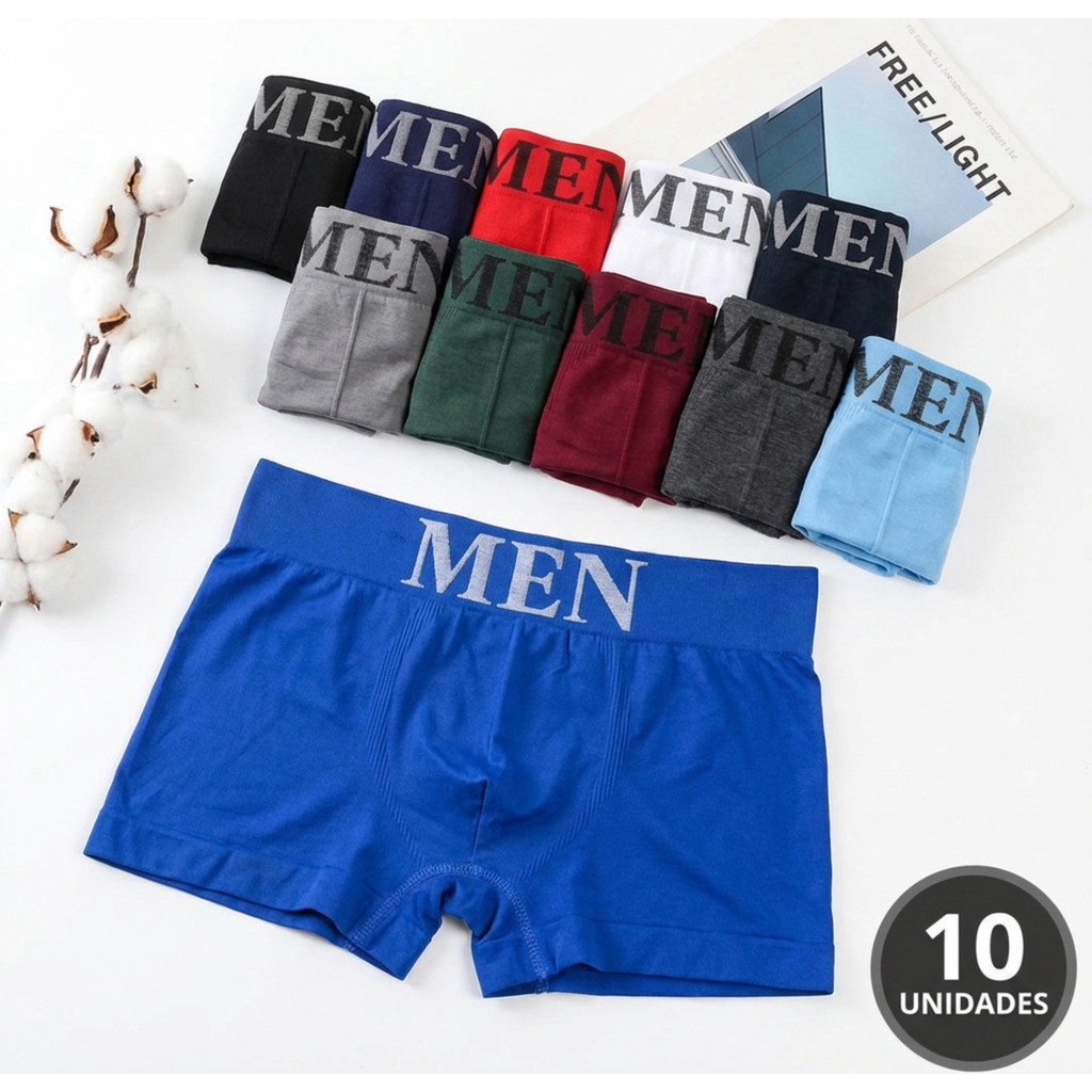 12/10/8/4 Cuecas Boxer Masculina Tecido Microfibra