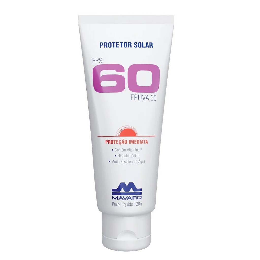 Creme Protetor Solar Mavaro FPS 60 120 Gramas
