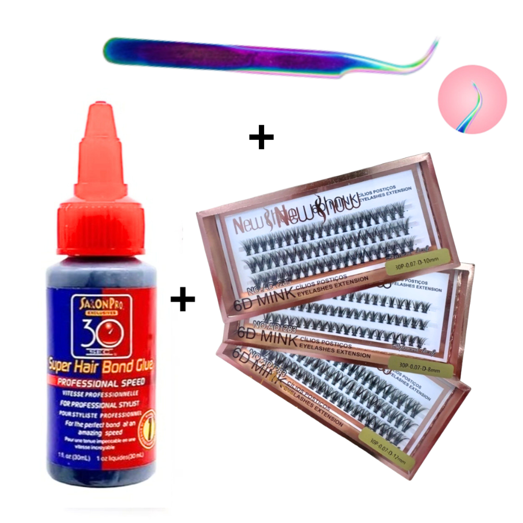 Conjunto de Cola 30ml Salon Pro + Pinça Vetus + C