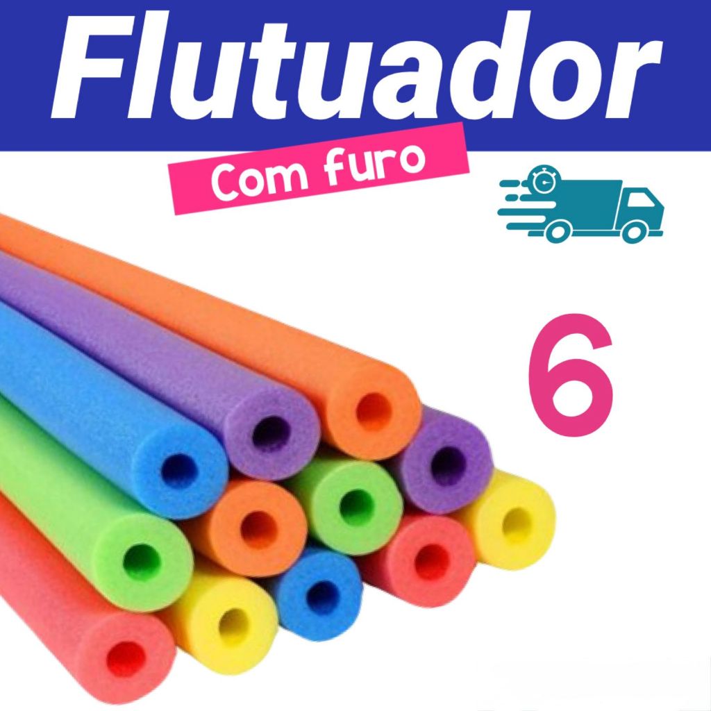 Kit 6 Macarrão Flutuador Piscina Boias Espaguete
