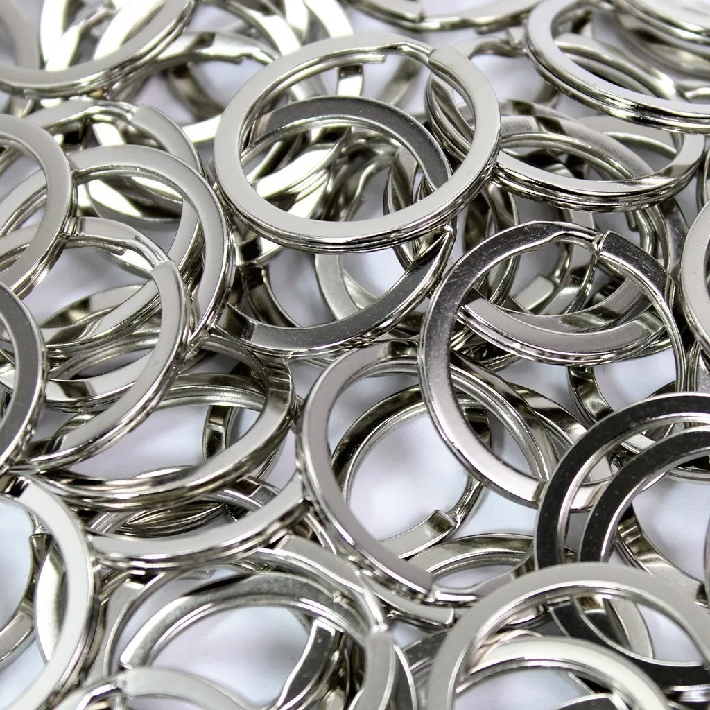 kit 100 Argola para Chaveiro 23mm Aço Níquel Ref