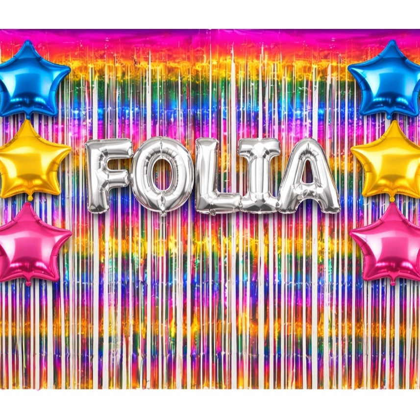 Kit Carnaval 2026 2 Cortinas  ,  5 Balões Estrela