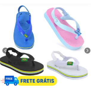 Kit 2 Chinelos Baby Do Brasil Infantil De Borracha