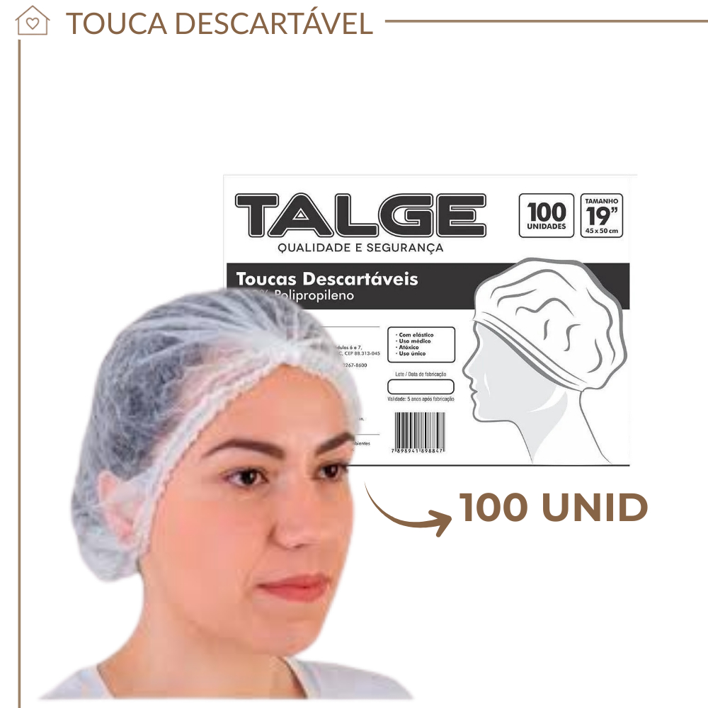 Kit 100 Touca Descartável TNT Sanfonada Branca