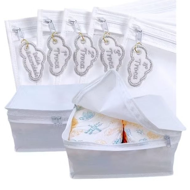 Kit 8 Peças Maternidade  6 Saquinhos com TAG + 2 