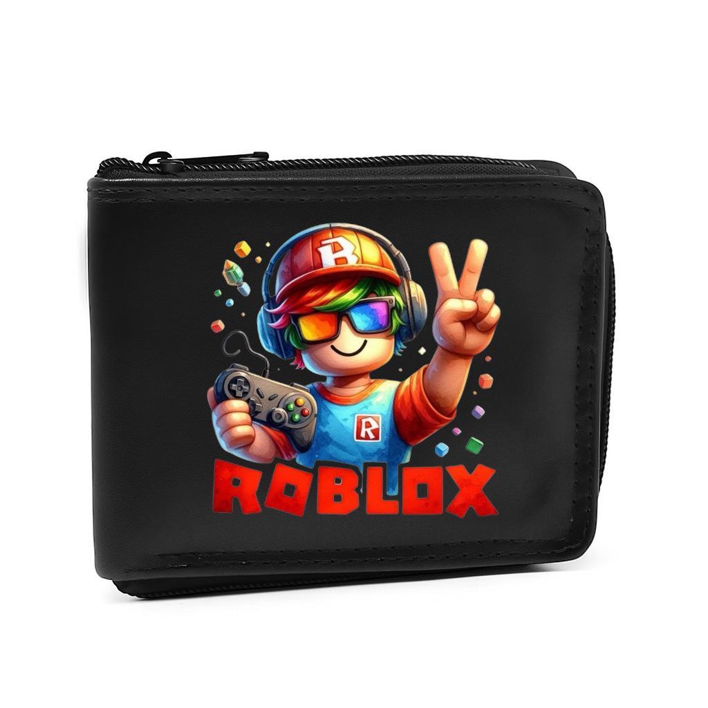 Carteira Infantil Roblox Gamer Preta Com Zíper