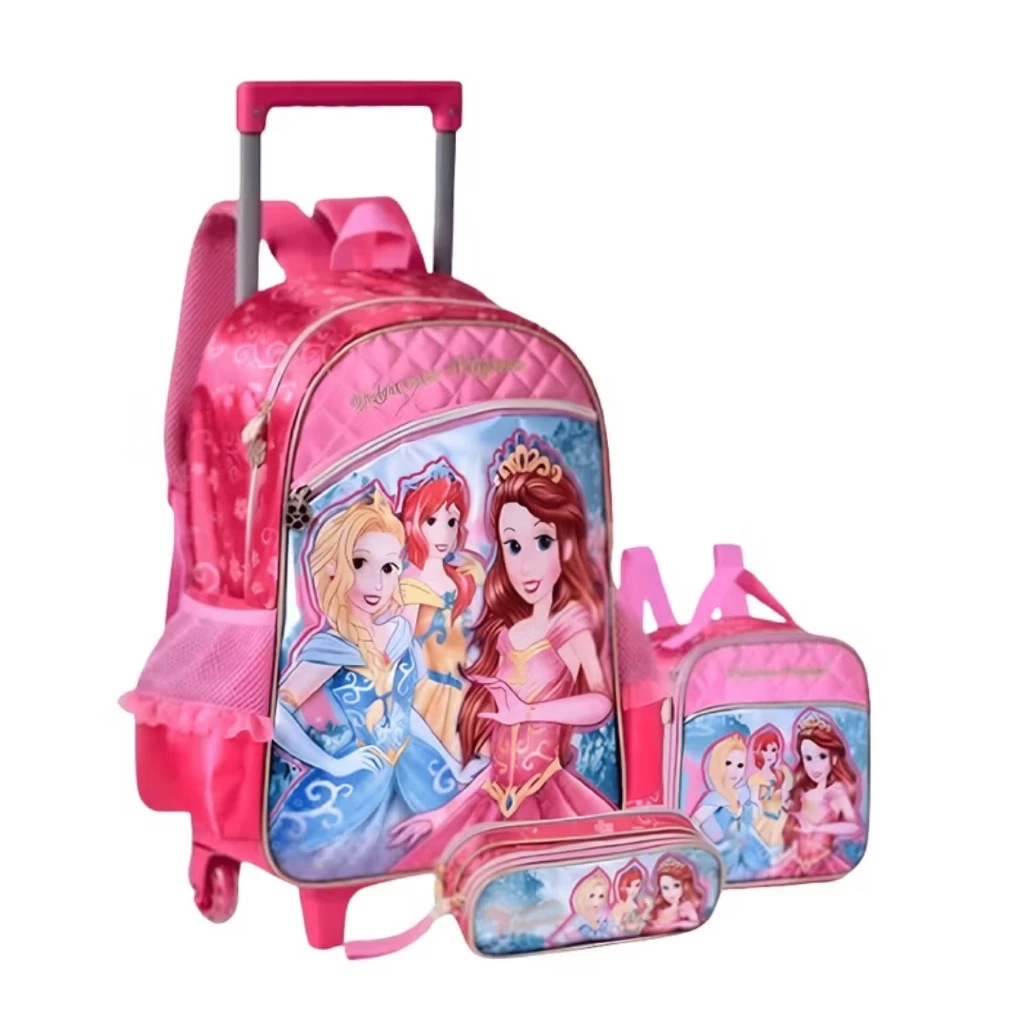Kit de Mochila Princesas de Rodinha Lancheira e Es