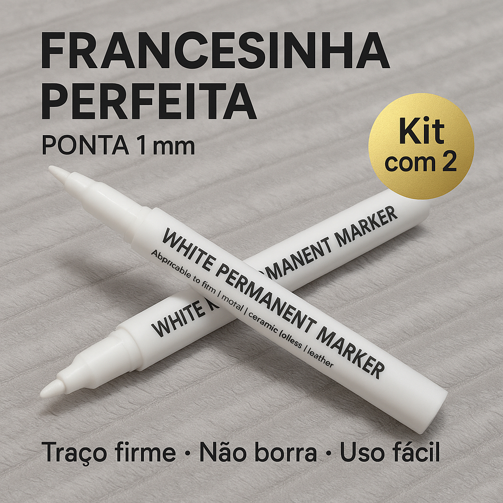 KIT 2 Caneta Francesinha Profissional 1mm  Unhas P