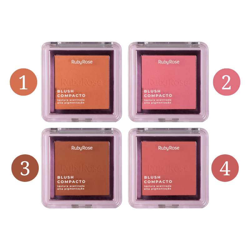 Blush Compacto Textura Acetinada Ruby Rose HB-861 