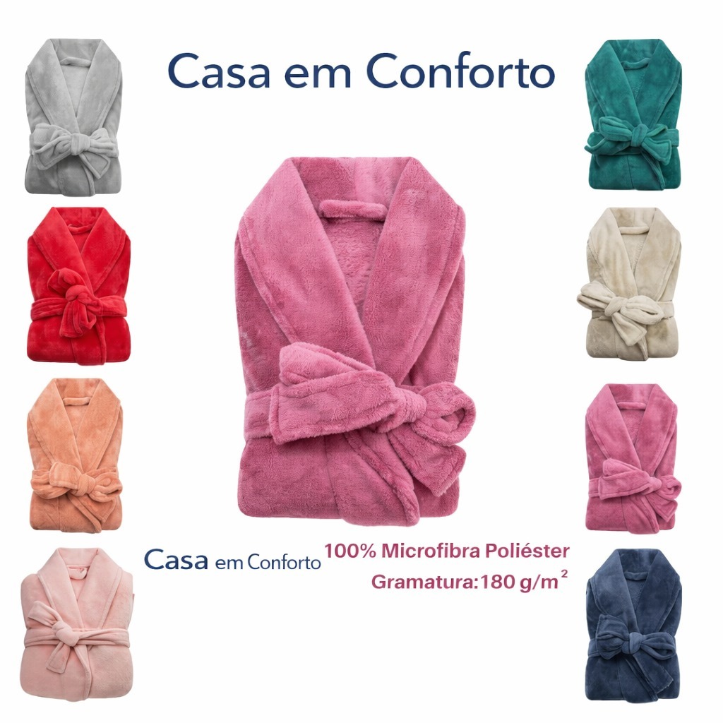 Roupão de Banho Feminino Microfibra Super Macio P