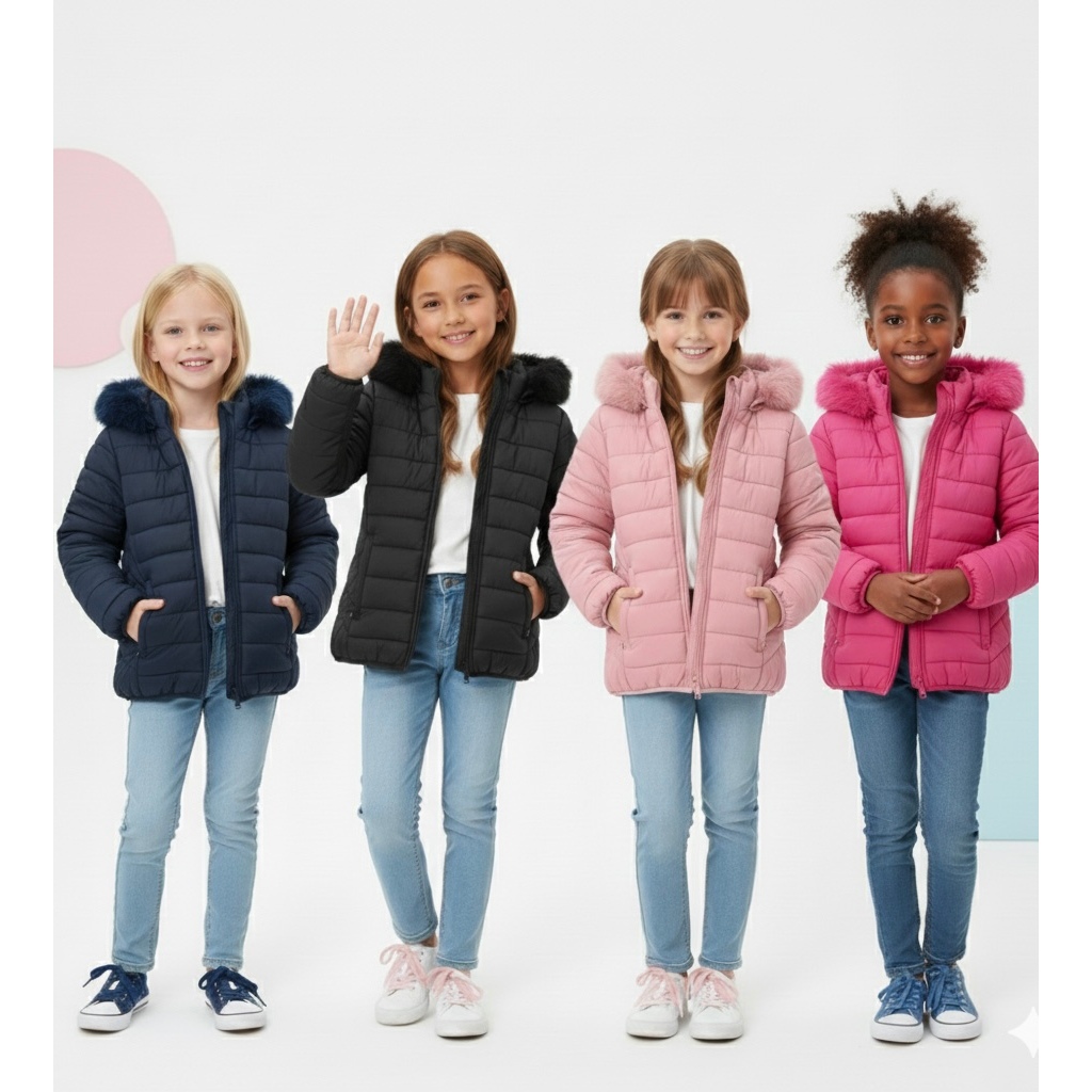 Jaqueta Juvenil Menina Forrada Com Pelinhos Por De