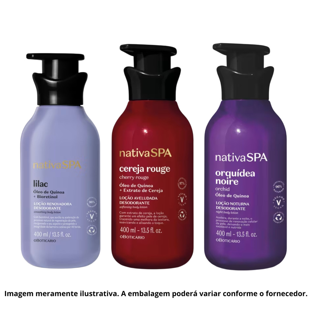 Kit com 3 Cremes Hidratantes Corporais Nativa Spa 