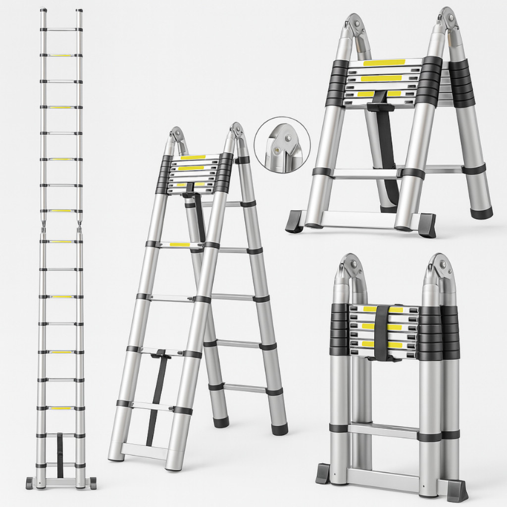 Escada Telescópica Dupla em Alumínio 3,4m / 5m E