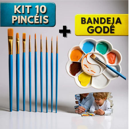 Kit com 10 Pincéis artísticos para pintura cerda
