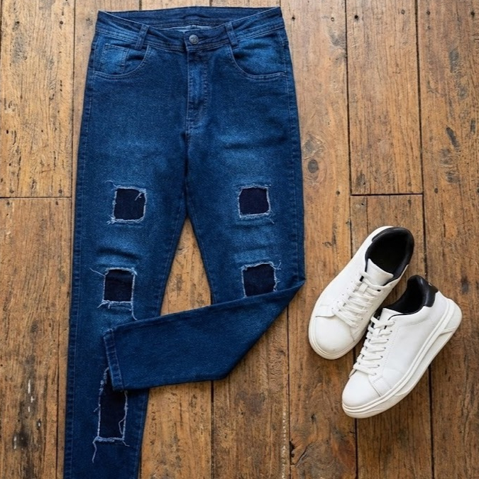 Calça Masculina Jeans Rasgada Calça Modelo Jogad