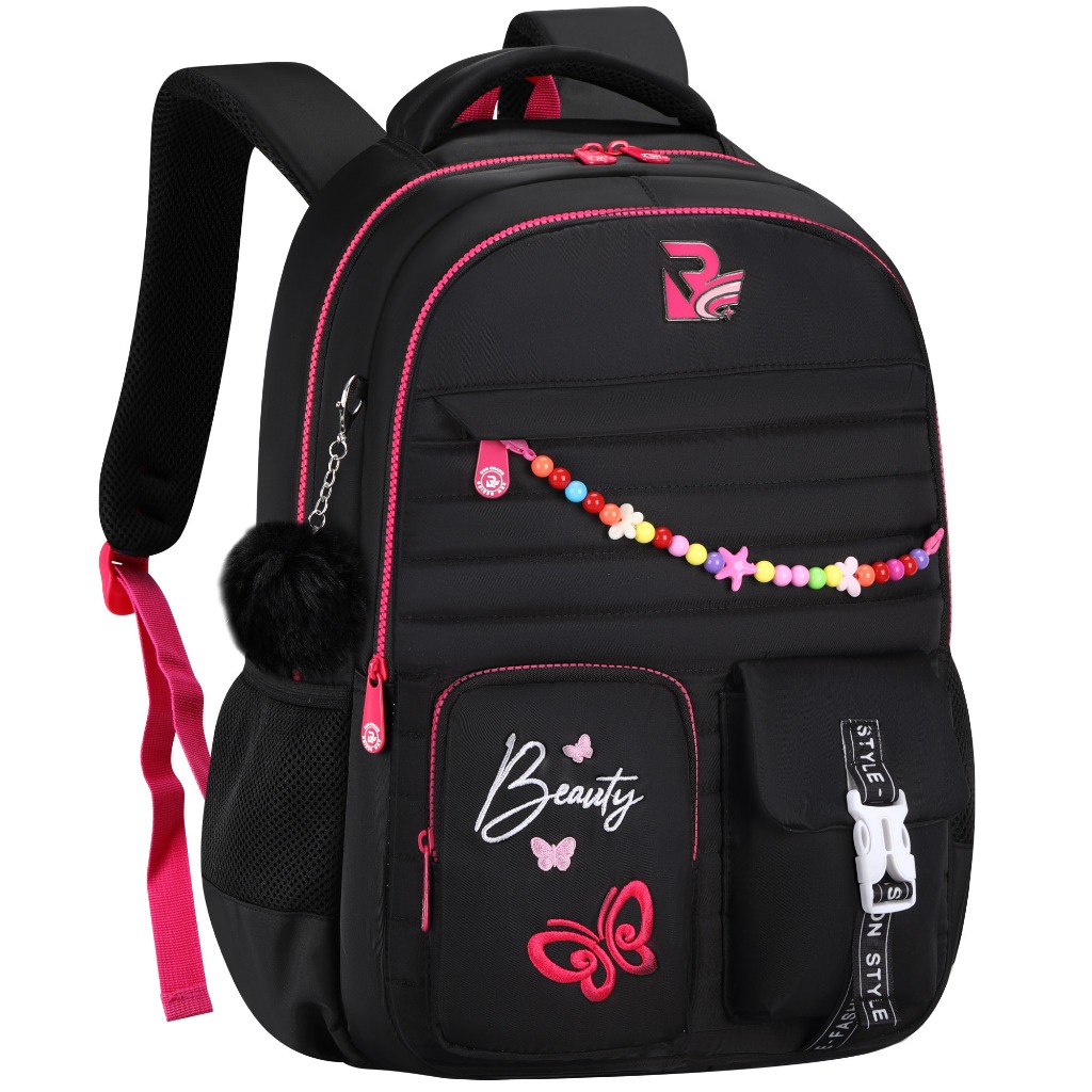 Mochila Escolar Feminina Fofa Pompom Impermeável 