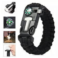 Pulseira Paracord Camping Apito Bussola Pederneira