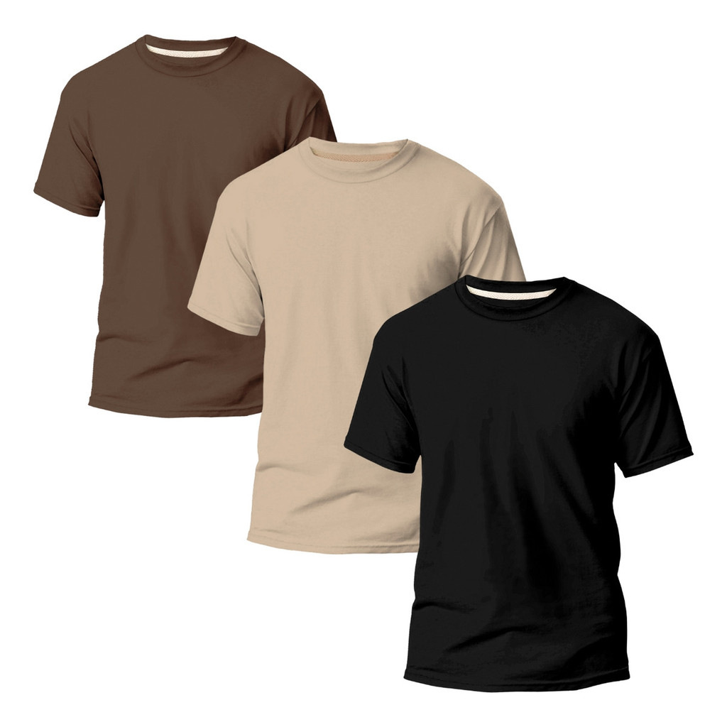 Kit 3 Camisetas Básicas Masculina Slim Algodão V