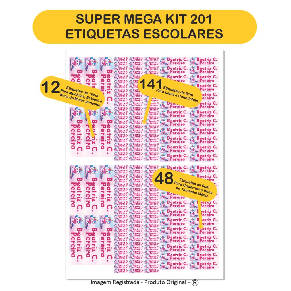 Super Kit 201 Etiquetas Escolares 100% Á Prova d�