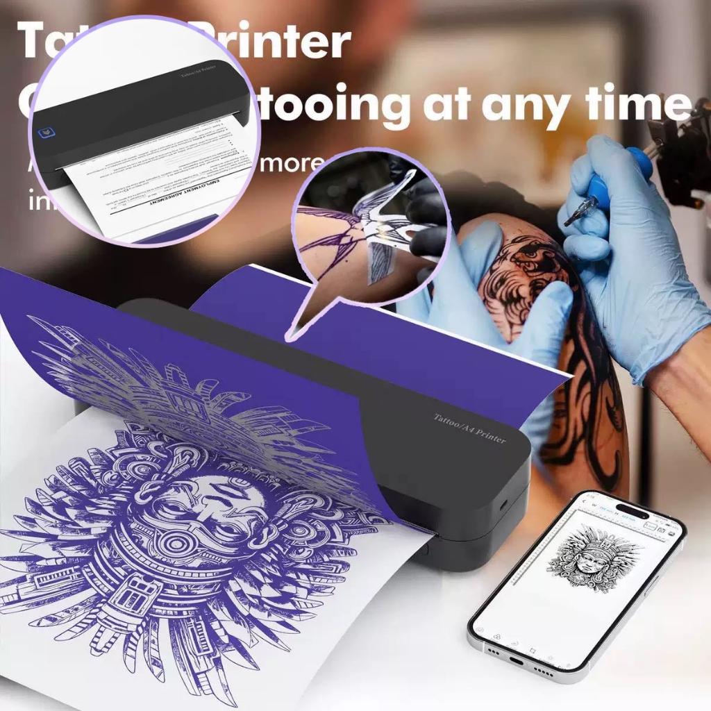 Mini Impressora E De Tatuagem A4 2en1 Bluetooth US