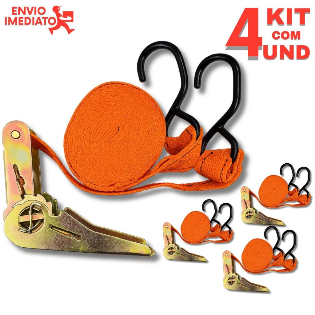 Kit 4 Cintas Catraca para Amarração  Prendedor d