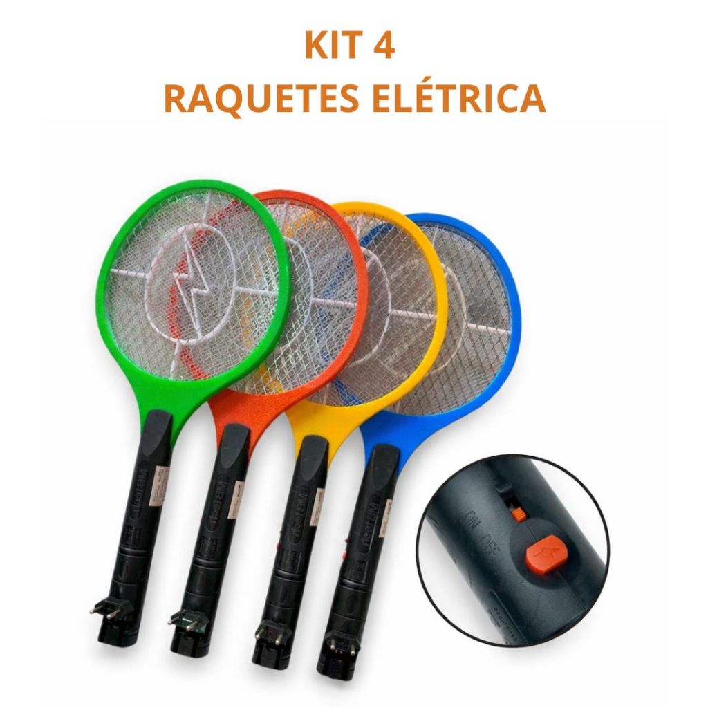 Kit Até 4 Raquete Elétrica Mata Mosquitos Bivolt