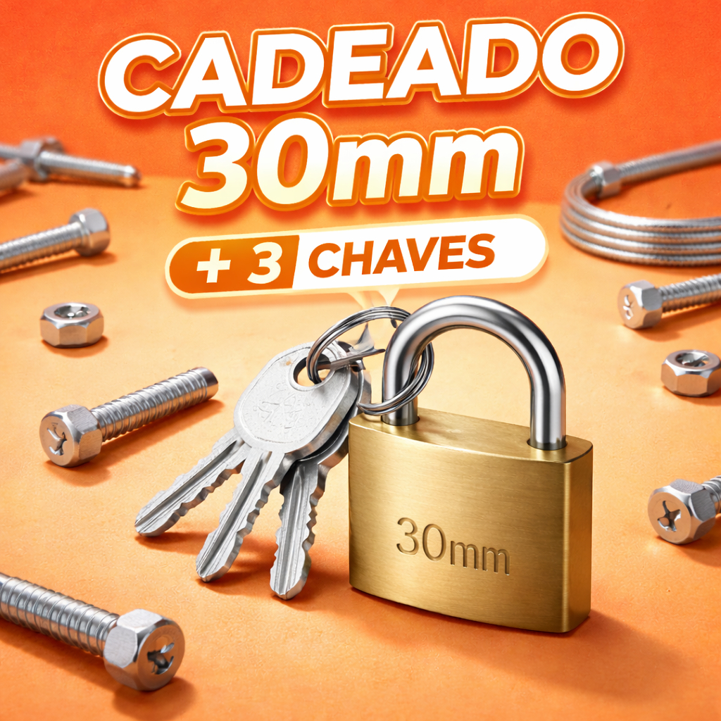 Cadeado 30mm Reforçado com 3 Chaves | Mini Cadead