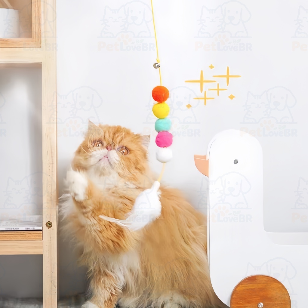 Brinquedo de Penas para Gatos com Elástico –