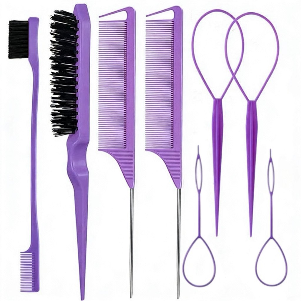 Kit 8 peças para estilizar e trançar o cabelo, i
