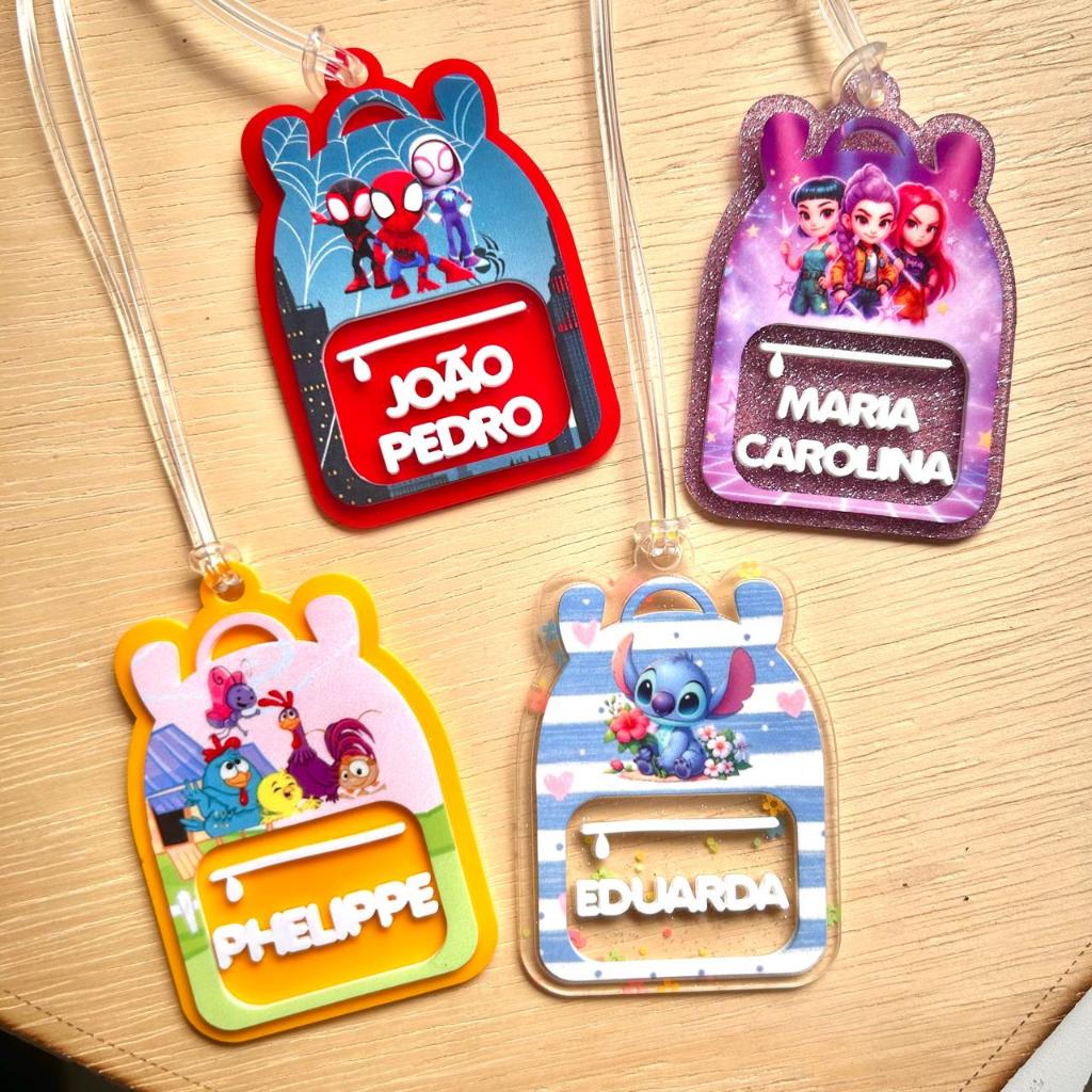 Tag para Mochila Lancheira Mala Escolar Personaliz