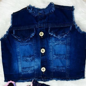 Colete Jeans Molinho Rasgadinho 01 a 03 anos Menin