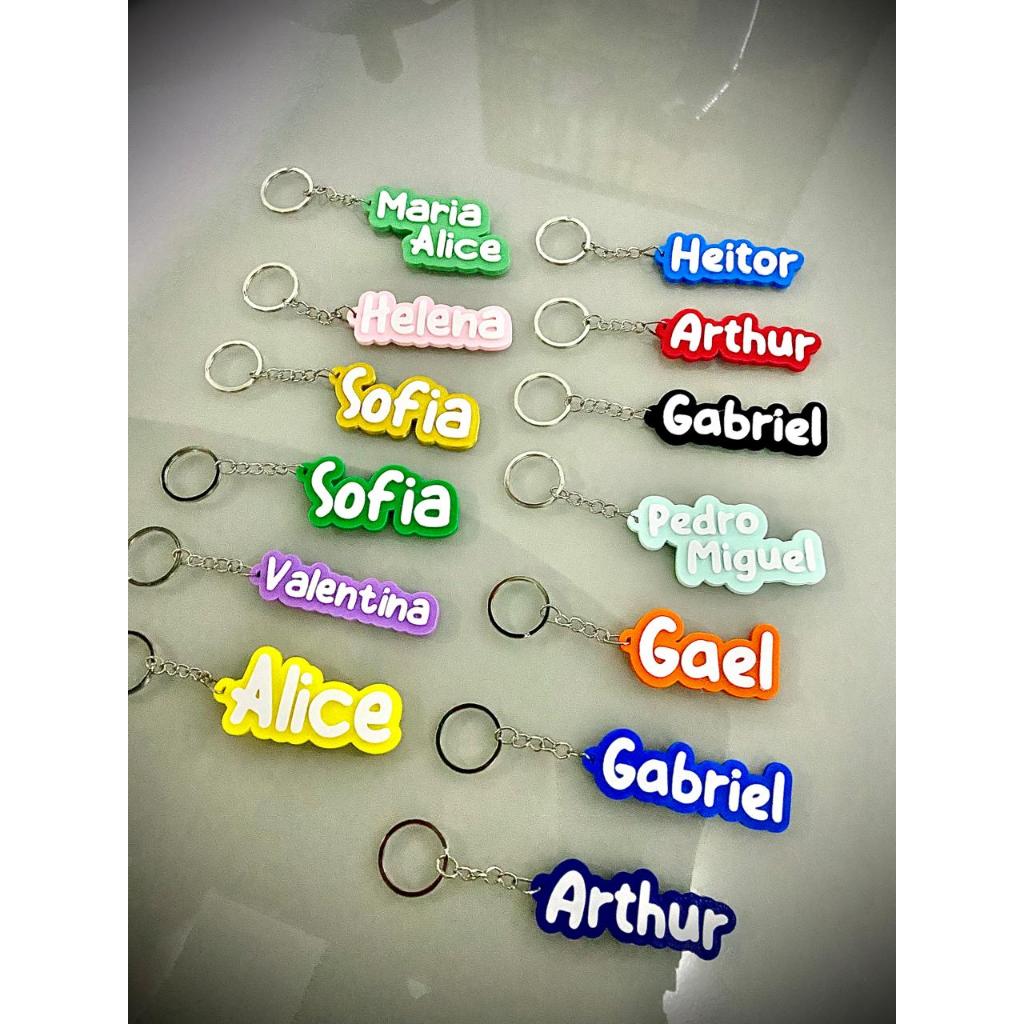 Chaveiro com nome personalizado em 3D para Mochila