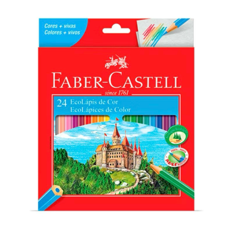 Lápis de Cor Faber-Castell 24 Cores Escolar Desen