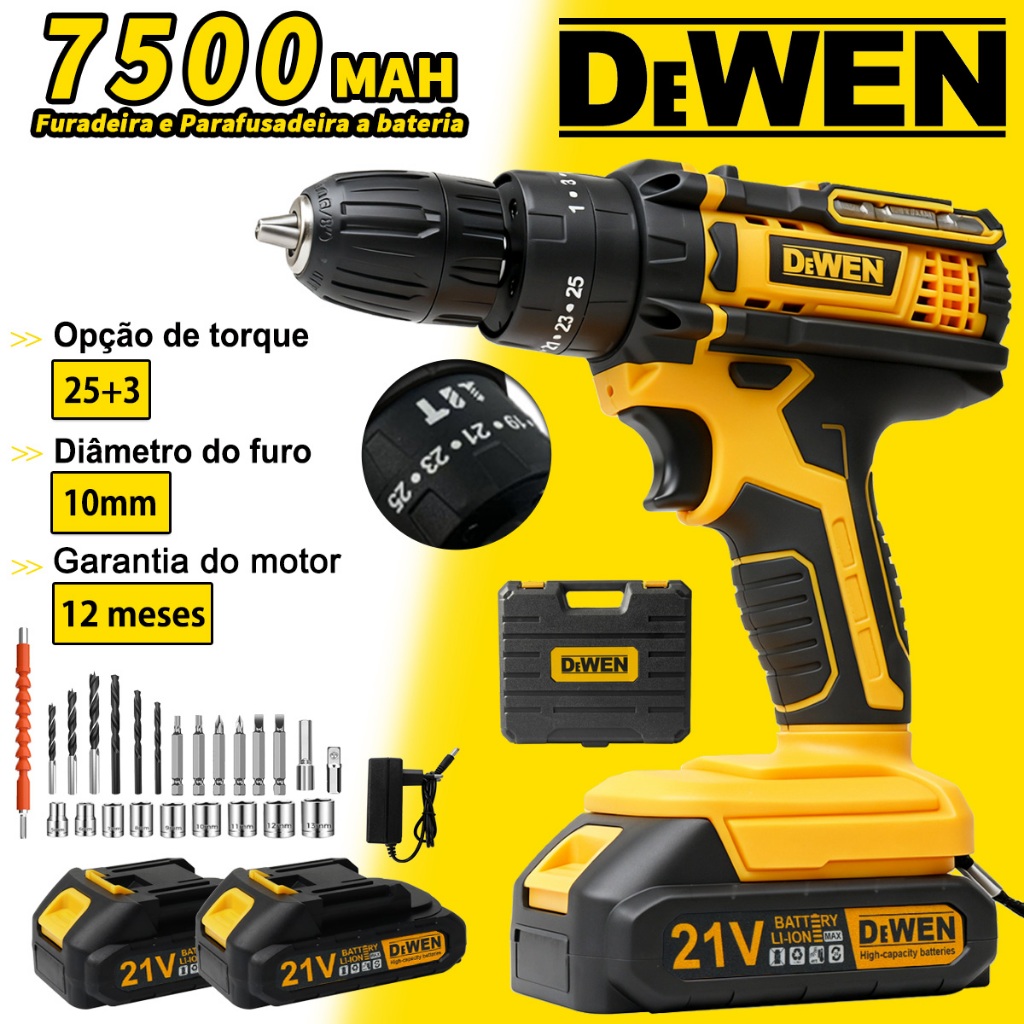 Parafusadeira Furadeira de Elétrica Sem Fio Impac