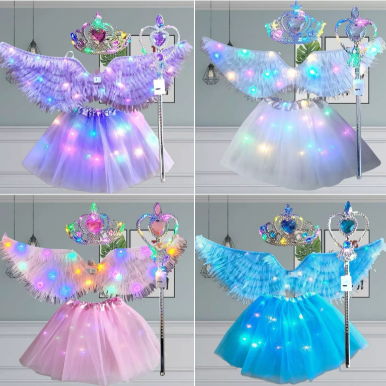 Fantasia Asa Borboleta Fada com LED Pisca Completa