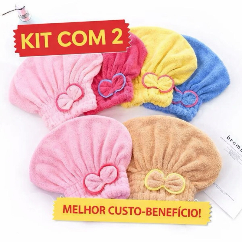 Kit 2 Touca de Banho Microfibra Super Absorvente S