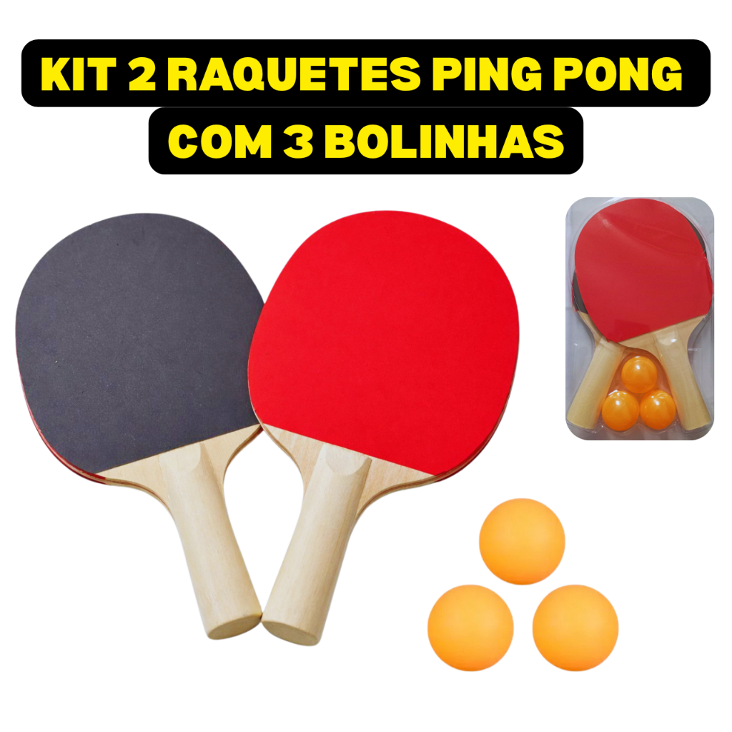 Kit 4 Raquetes Ping Pong Tenis De Mesa Com 6 Bolas