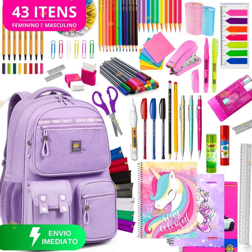 Material Escolar Completo Com Sem Estojo Escolar F