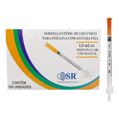 Seringa Insulina C/agulha Sr Diabete 1ml 6mm X 25m