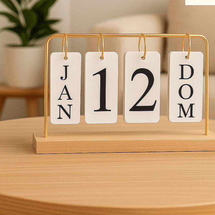 Calendário de Mesa Decorativo com Plaquinhas Pret