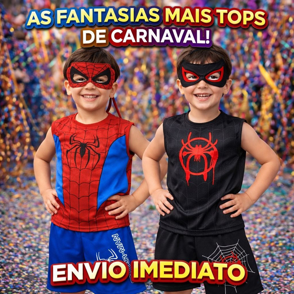 Fantasia Infantil Herói Aranha para Menino Regata