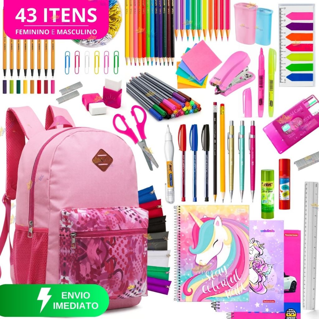Material Escolar Completo Com Sem Mochila Escolar 