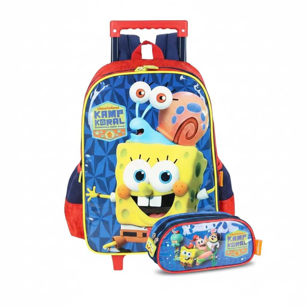 Bob espoja mochila infantil escolar com rodinha e 