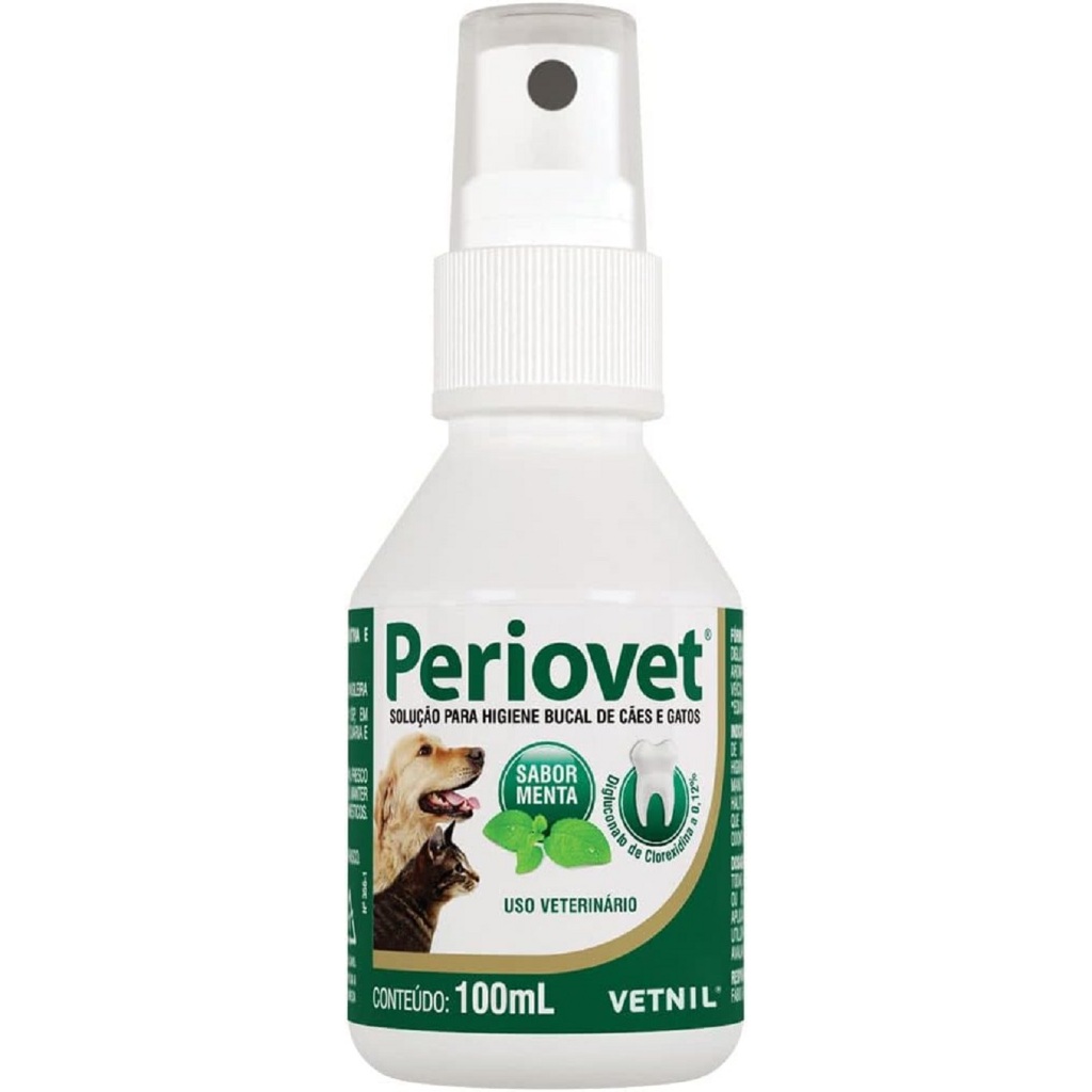 Periovet spray 100ml para tratamento mau hálito e