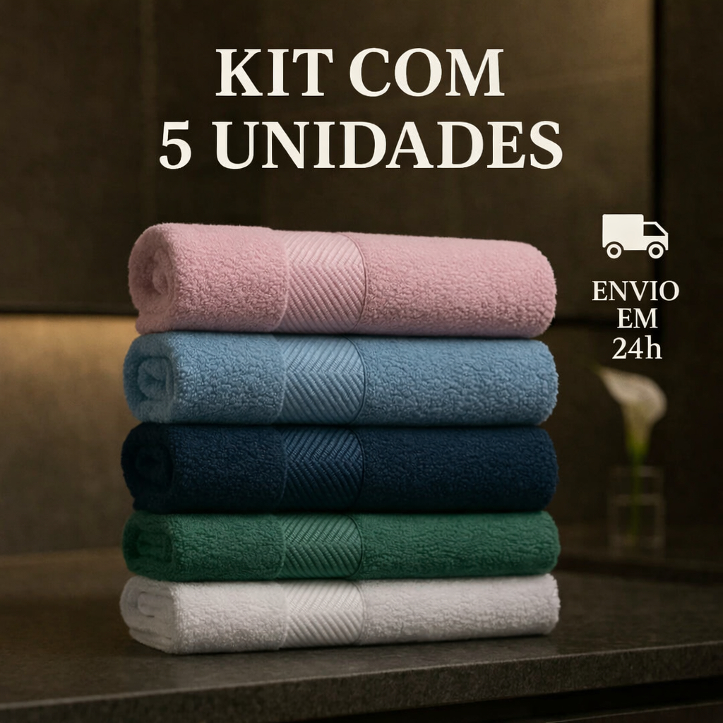 Kit 5 Toalhas de Banho 100% Algodão Spa Deluxe Co