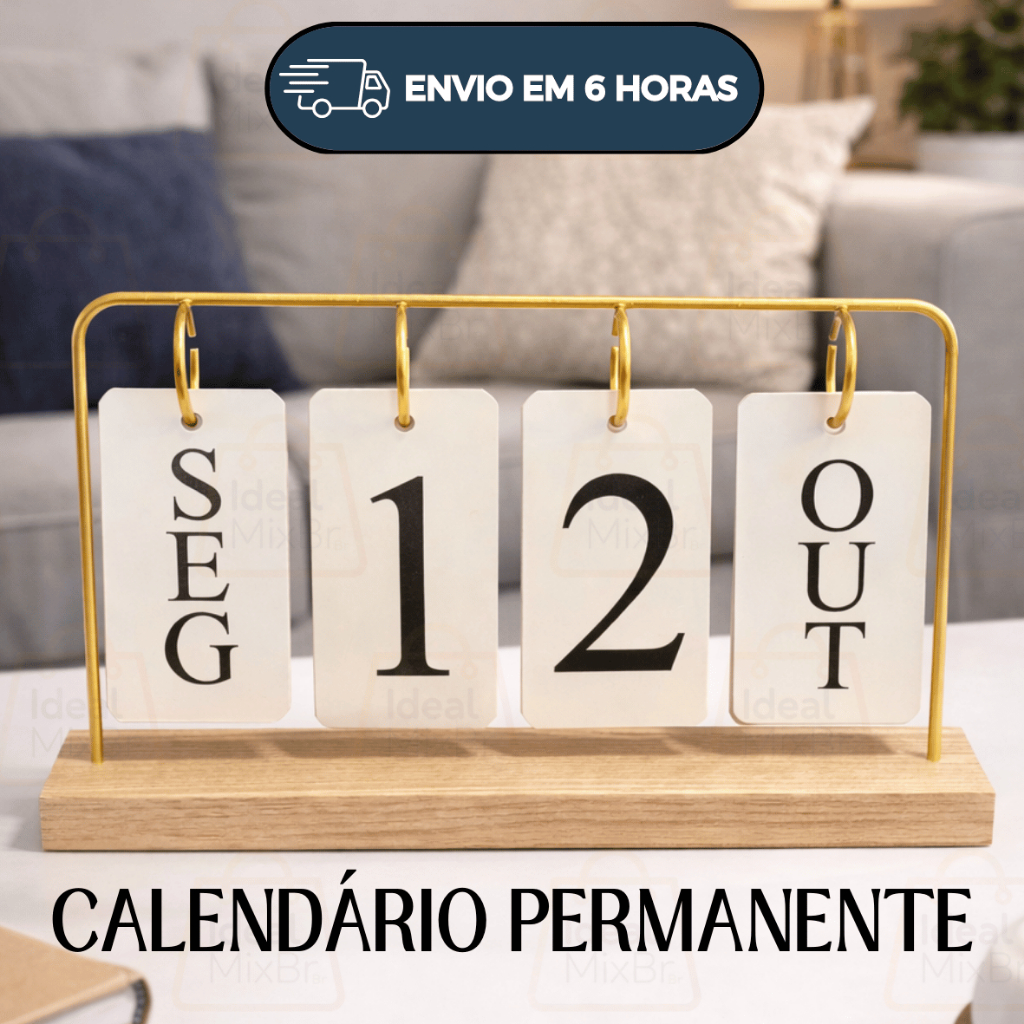 Calendário Permanente de Mesa Decoração Sala de