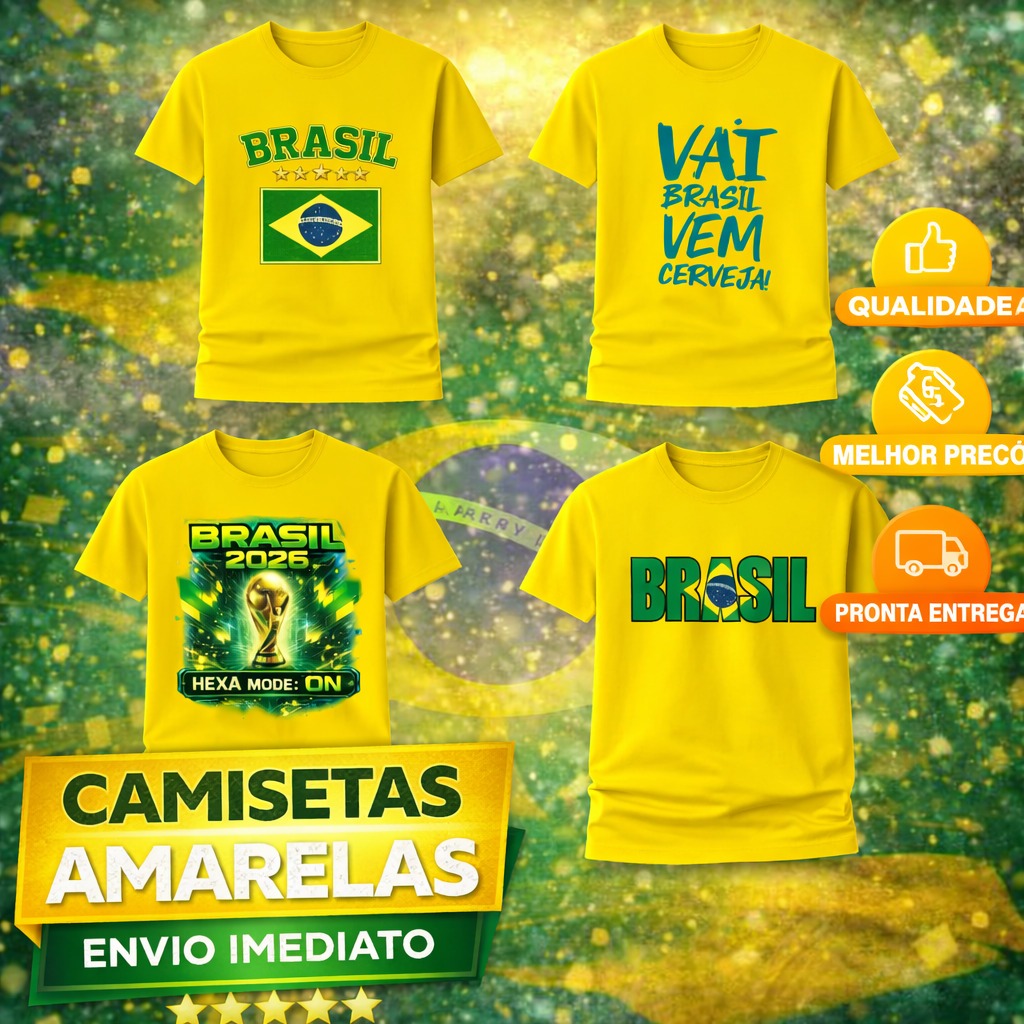 Camiseta Brasil Masculina e Feminina Copa do Mundo