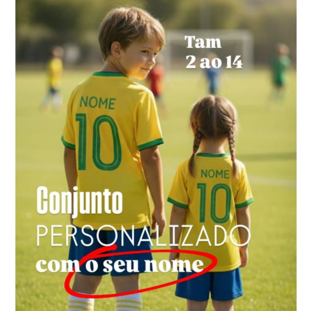 Kit 2 Peças Camiseta e Shorts Brasil Infantil Con