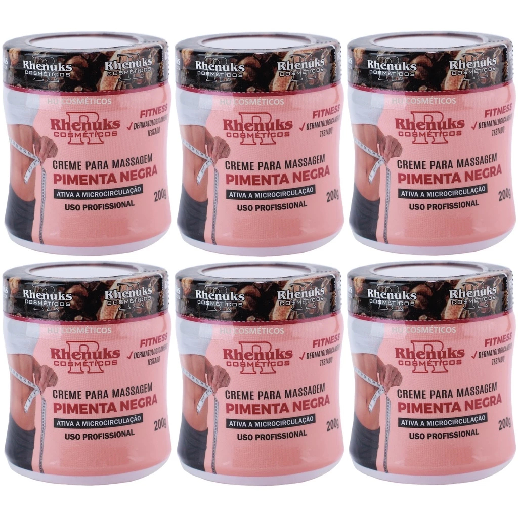 Kit 6 Gel Creme Redutor de Medidas 200g Pimenta Ne