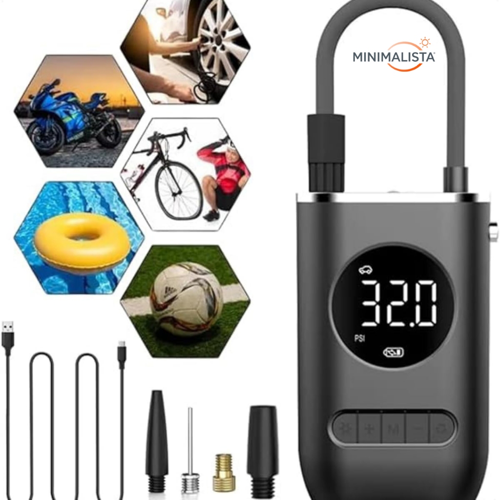 Bomba de Ar Digital Mini Compressor Calibrador de 